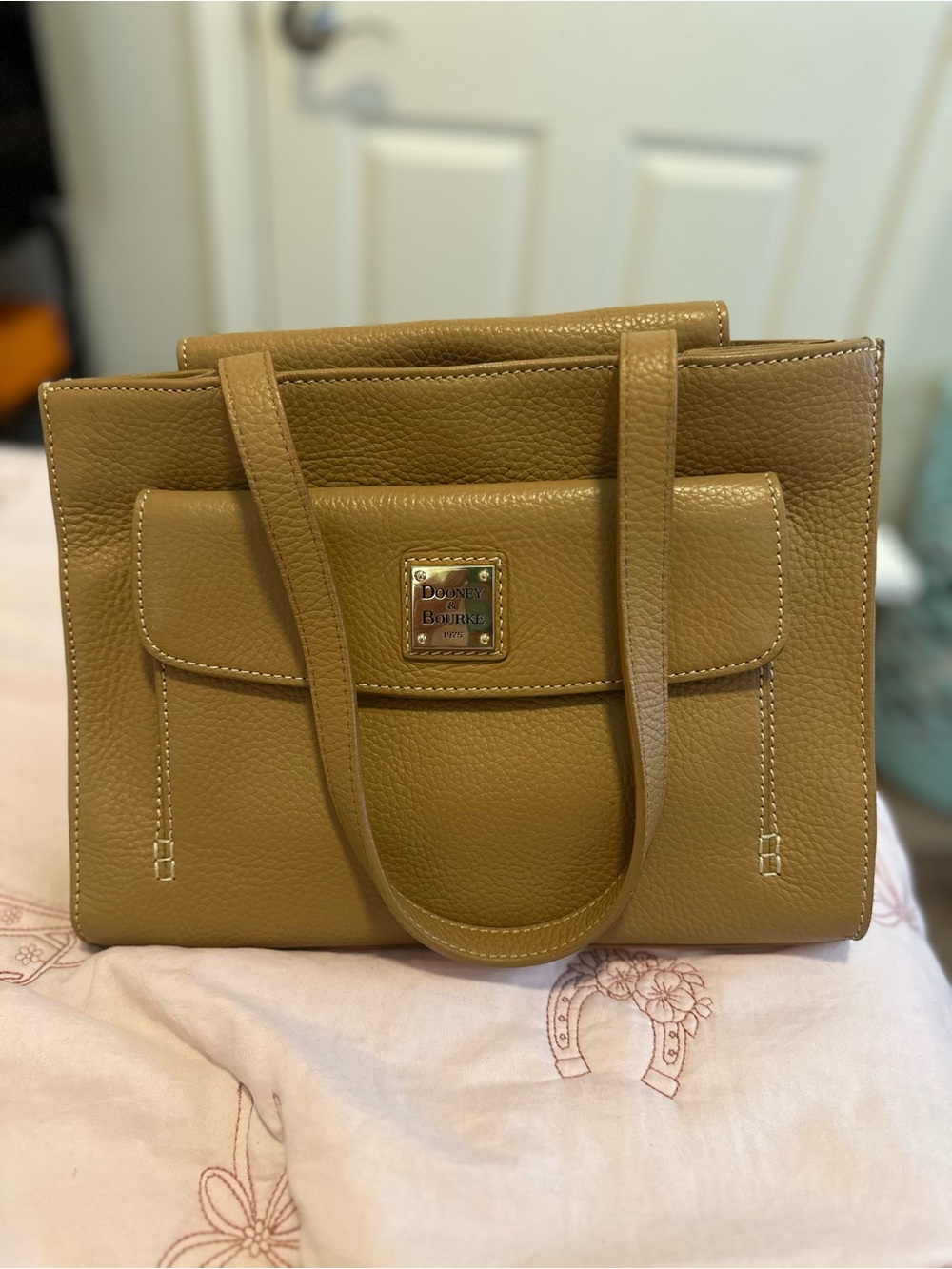 Dooney & Bourke Mustard Pebble Leather Tote